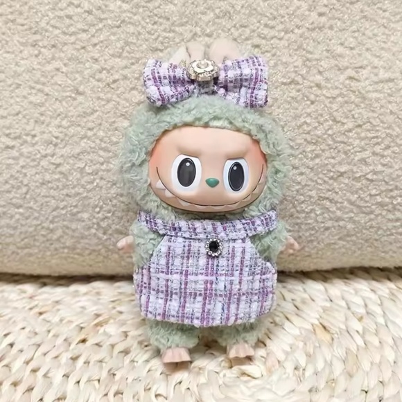 Clothing for Labubu doll PURPLE designer inspired 3 piece outfit  bow, dress,bag - Picture 1 of 5